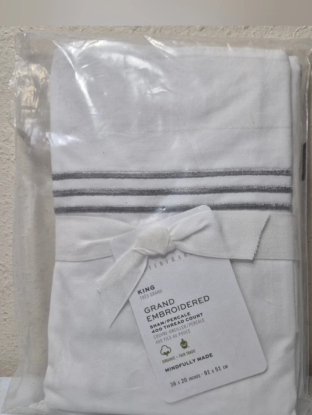 Pottery Barn king Sham Gray Mist New